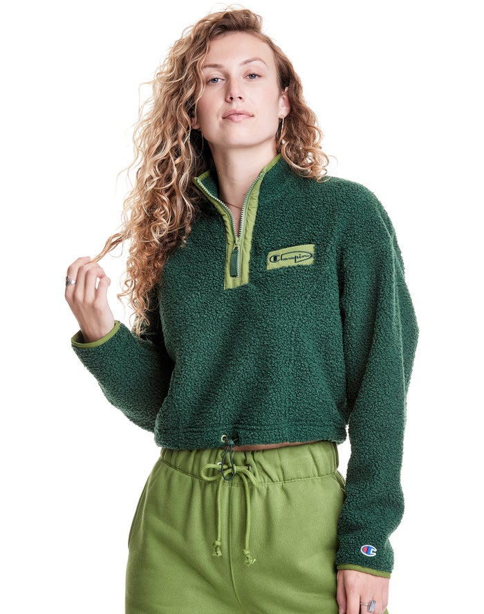 Champion Mixed Media Pullover Sweatshirt Dames - Groen - Belgie 3146FMRUO